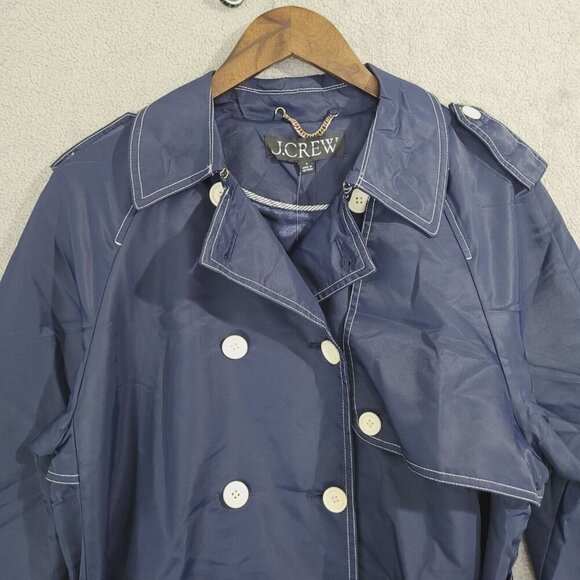 NWT J.Crew Womens Double-Breasted Navy Trench Coat 6 Recycled Polyester Button - Picture 8 of 12